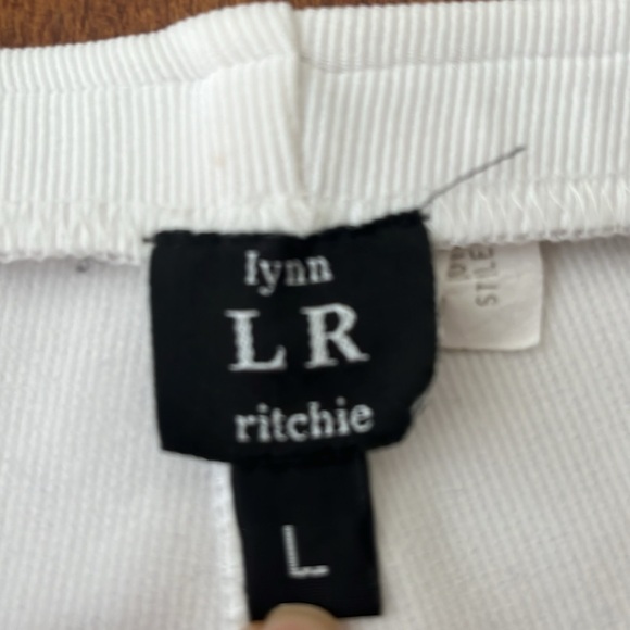 Anthropology Lynn LR Ritchie ribbed Stretch High Rise Cropped White Pants Size L - Picture 11 of 12